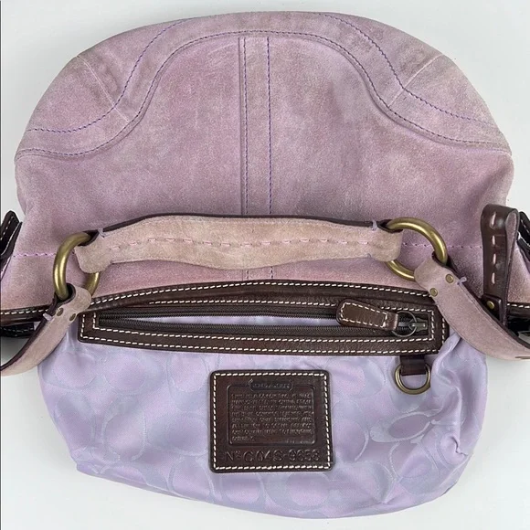 Coach Y2K Suede Pastel Lavender Pink Mini Small Hobo Shoulder Bag 9658 - Picture 12 of 16
